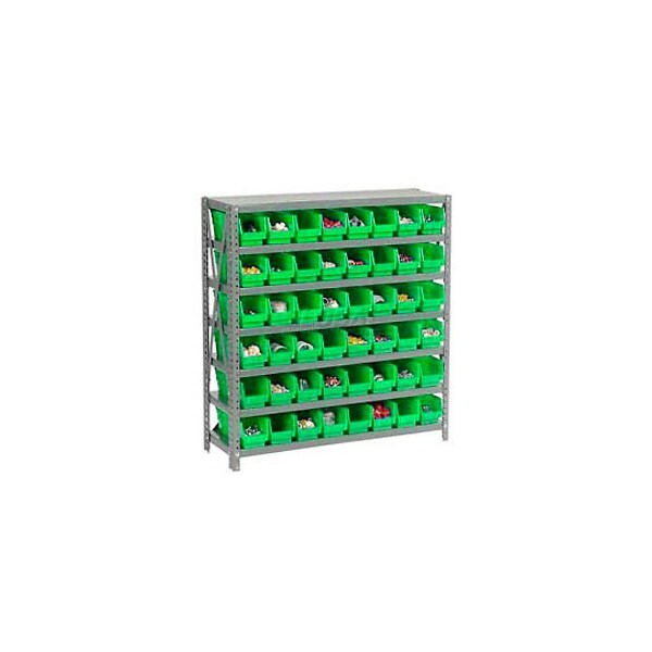 Global Industrial Steel Shelving with 48 4inH Plastic Shelf Bins Green, 36x12x39-7 Shelves 603430GN - main